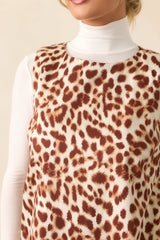 Prosperina Emily Brown Leopard Print Cotton Shift Dress