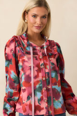 Prosperina Winslow Pink Multi Floral Print Cotton Top