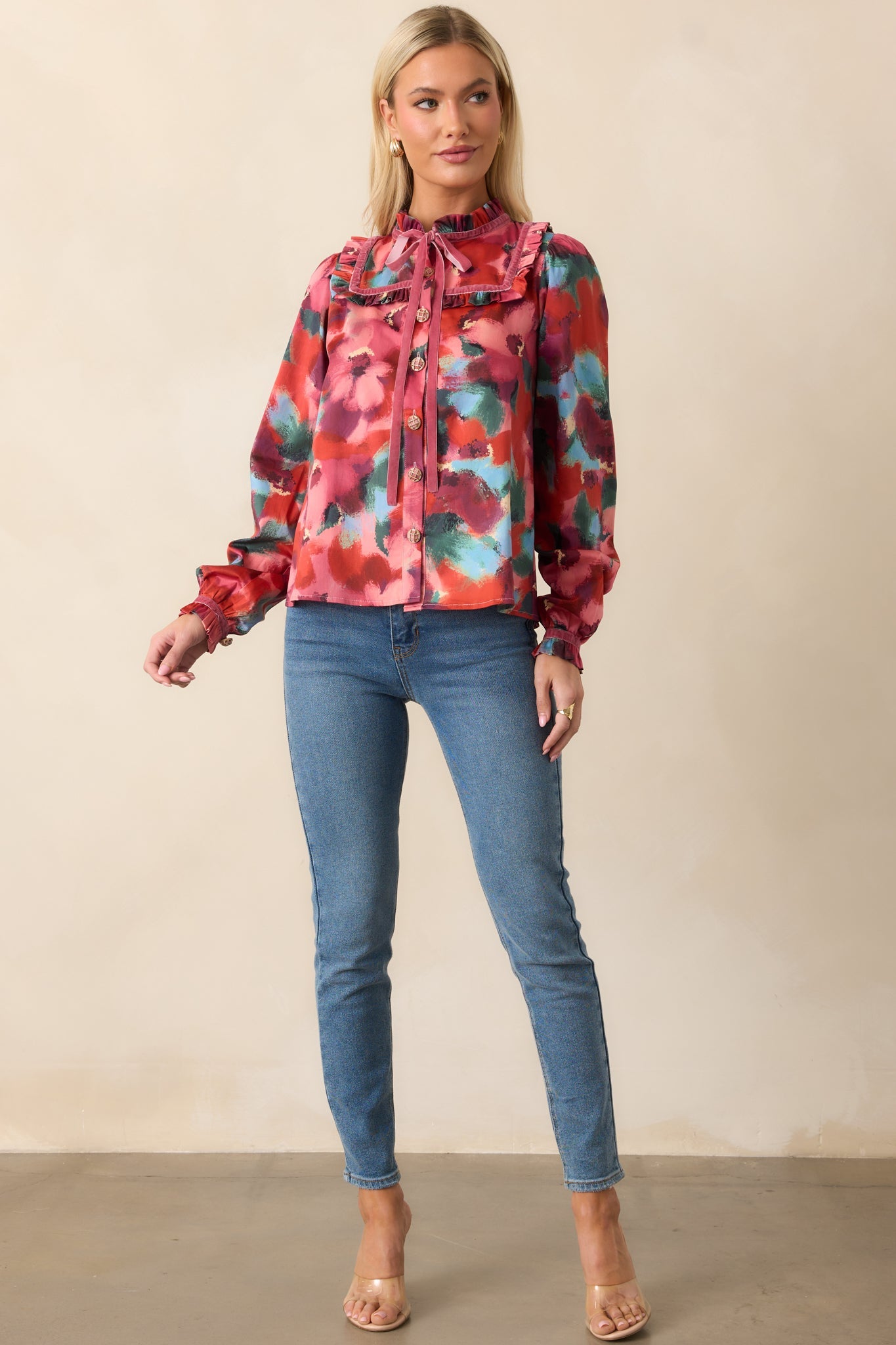 Prosperina Winslow Pink Multi Floral Print Cotton Top