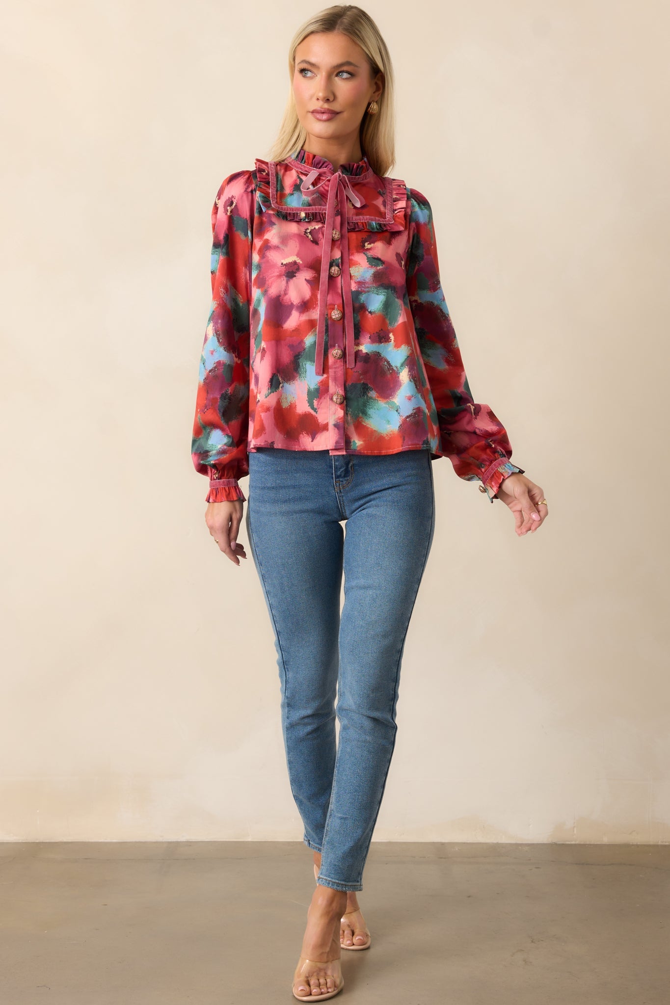 Prosperina Winslow Pink Multi Floral Print Cotton Top