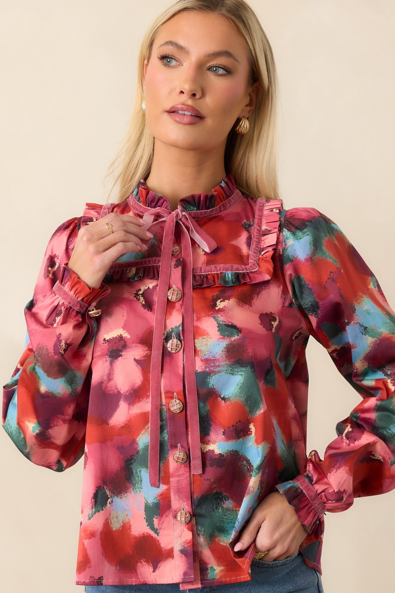 Prosperina Winslow Pink Multi Floral Print Cotton Top
