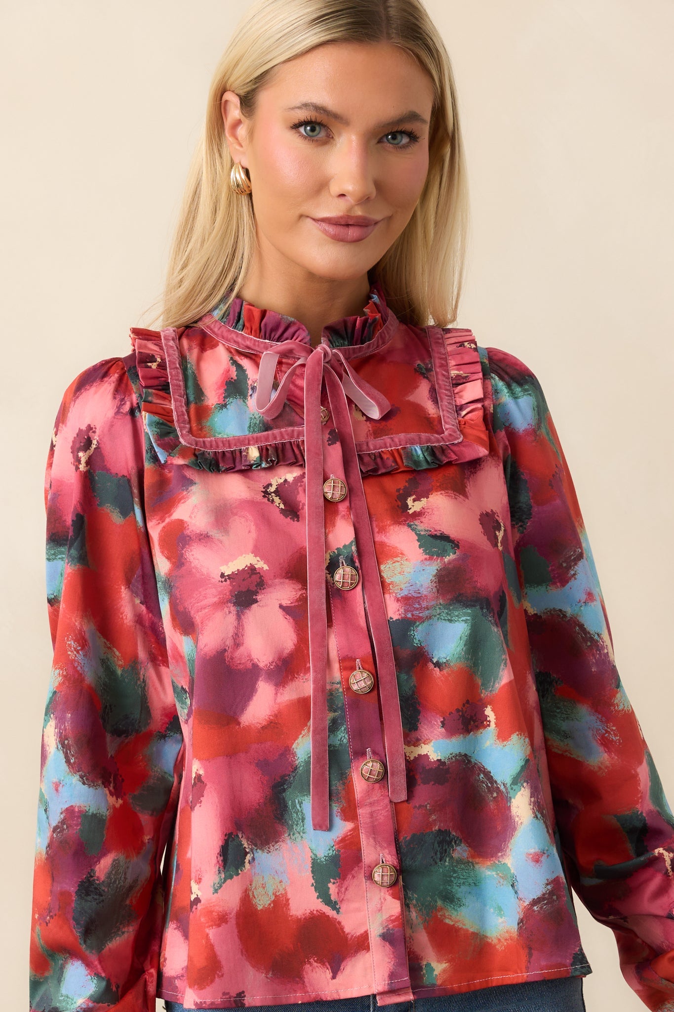 Prosperina Winslow Pink Multi Floral Print Cotton Top