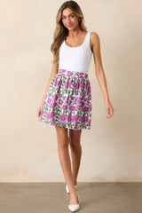 Adrian Violet Blooms Lilac Floral Cotton Reversible Skirt