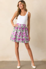 Adrian Violet Blooms Lilac Floral Cotton Reversible Skirt