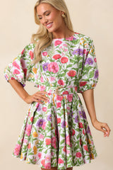 Fallon Secret Garden Floral Cotton Swing Dress