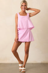 Peyton Peony Pink Stripe Cotton Skort