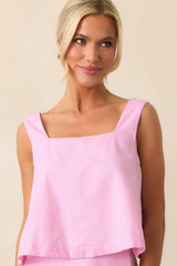 Lola Peony Pink Stripe Cotton Crop Top