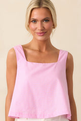 Lola Peony Pink Stripe Cotton Crop Top