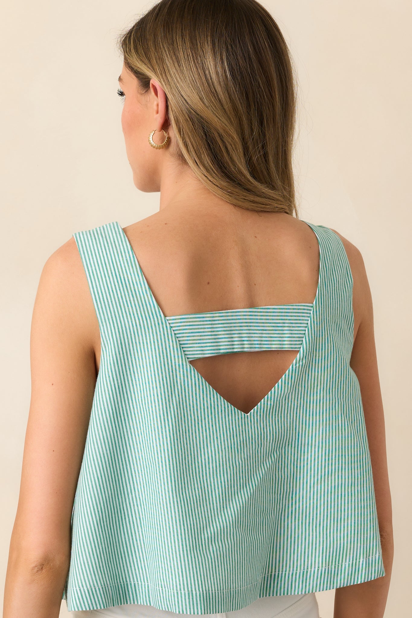 Lola Grass Green Stripe Cotton Crop Top
