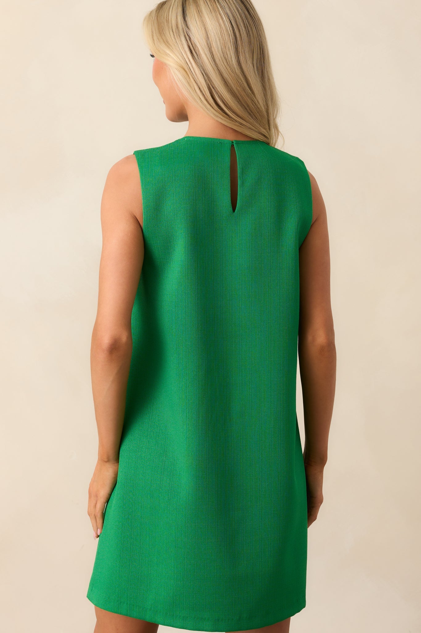 Prosperina Grass Green Tate Scallop Mini Shift Dress