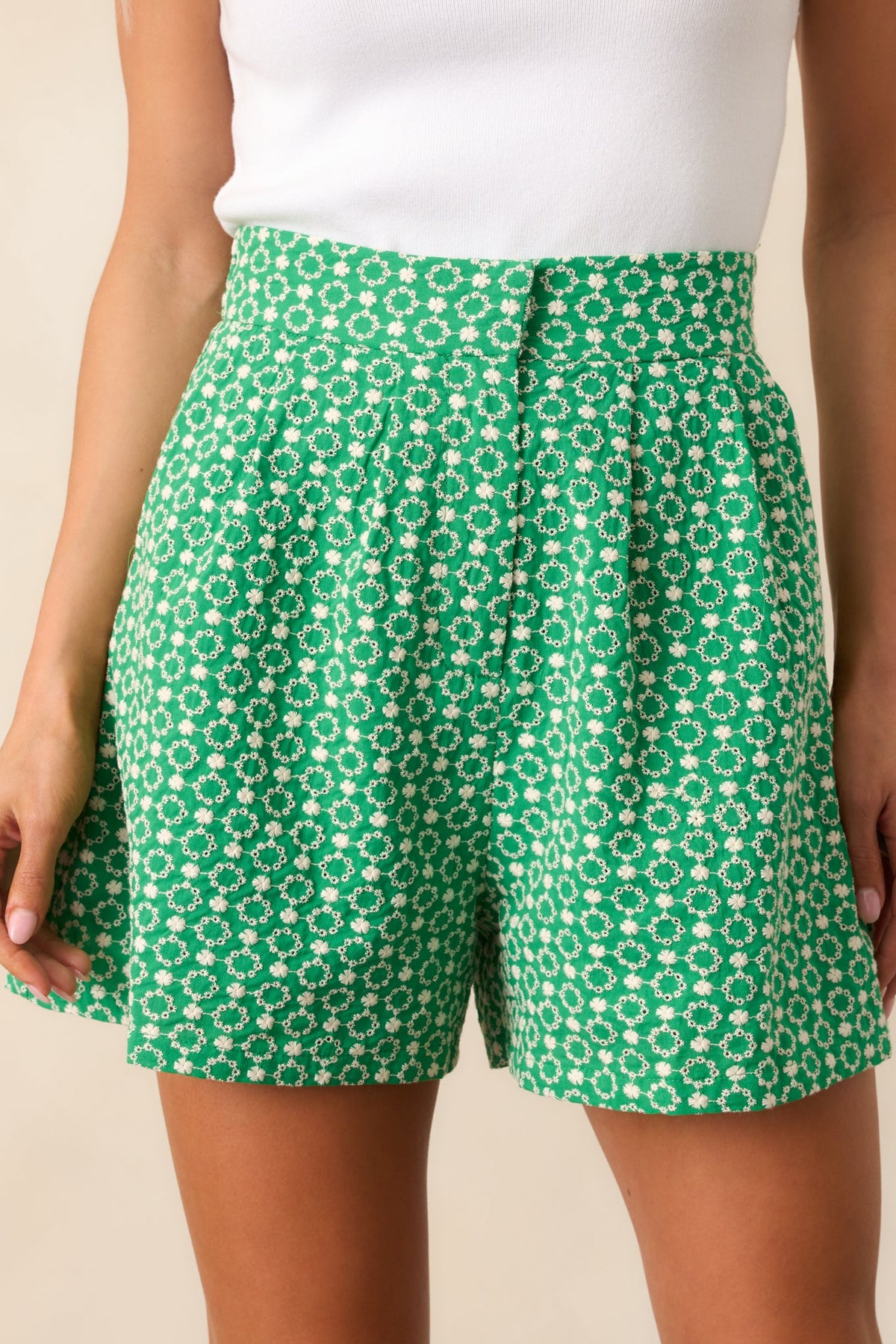 Prosperina Colleen Meadow Green Cotton Classic Shorts