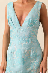 Daily Delight Light Blue Floral Jacquard Mini Dress