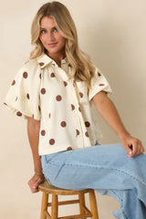 Dot Your Calendar Ivory & Brown Polka Dot Blouse