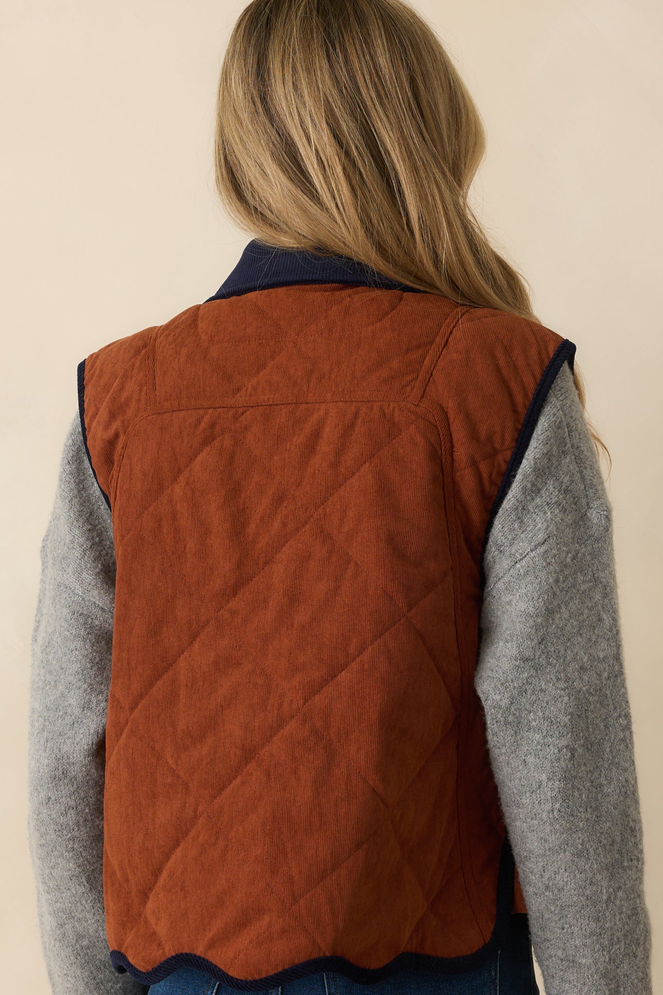 Across The Orchard Ginger Brown Corduroy Button Up Vest