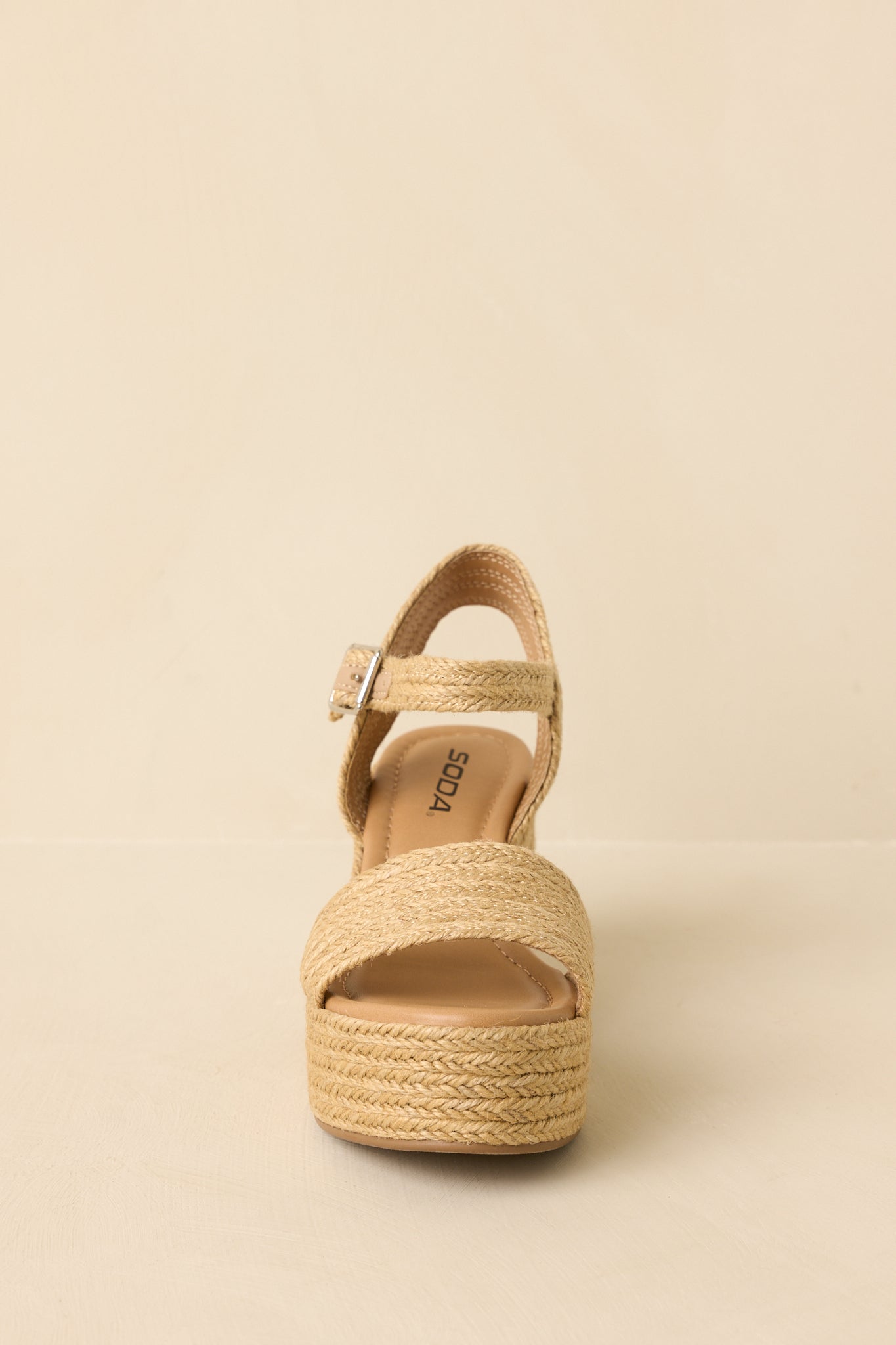 Walking On Sunshine Natural Raffia Block Heel Platform Sandals