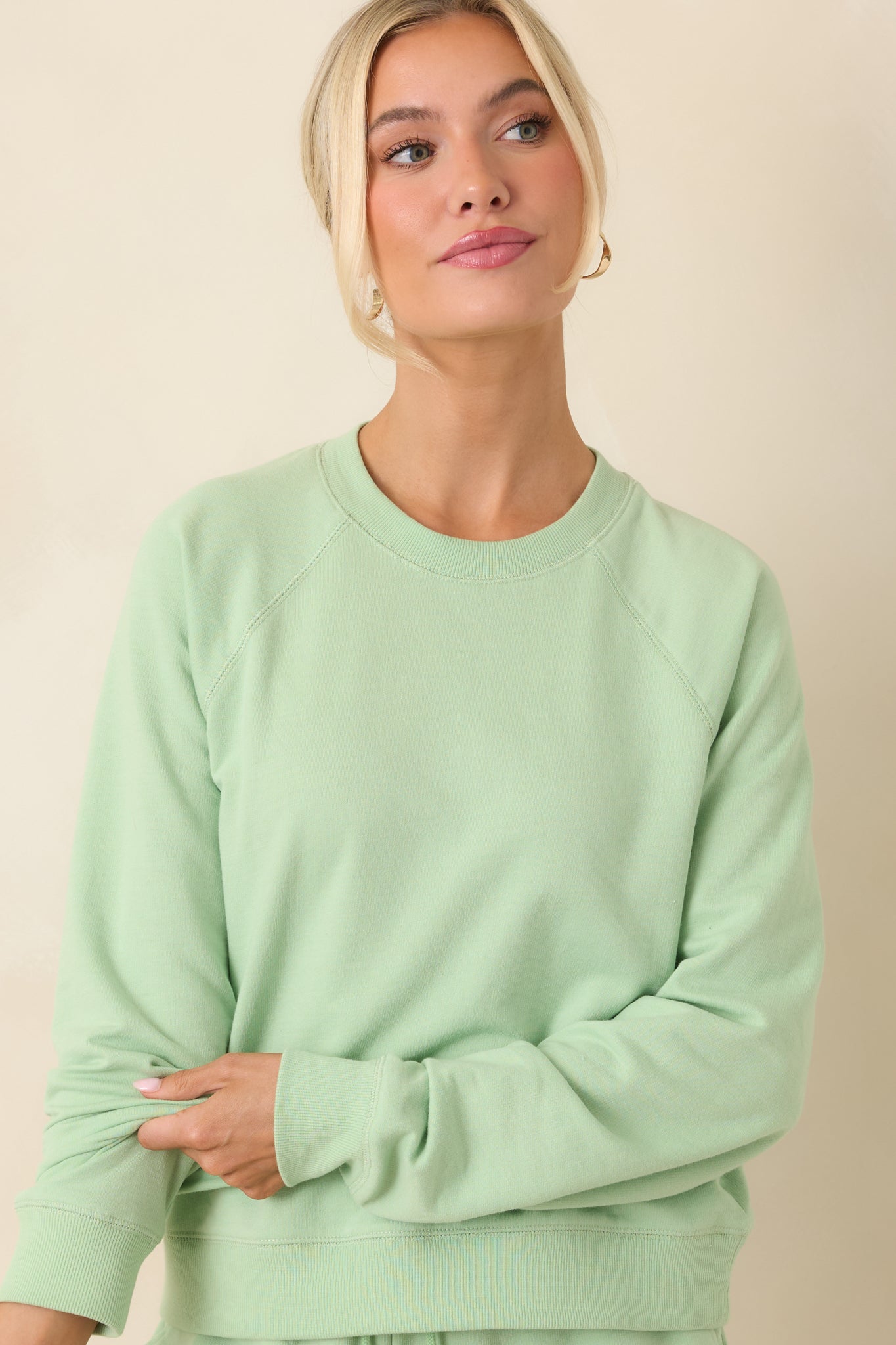Z Supply Saldana Light Green Crewneck Sweatshirt