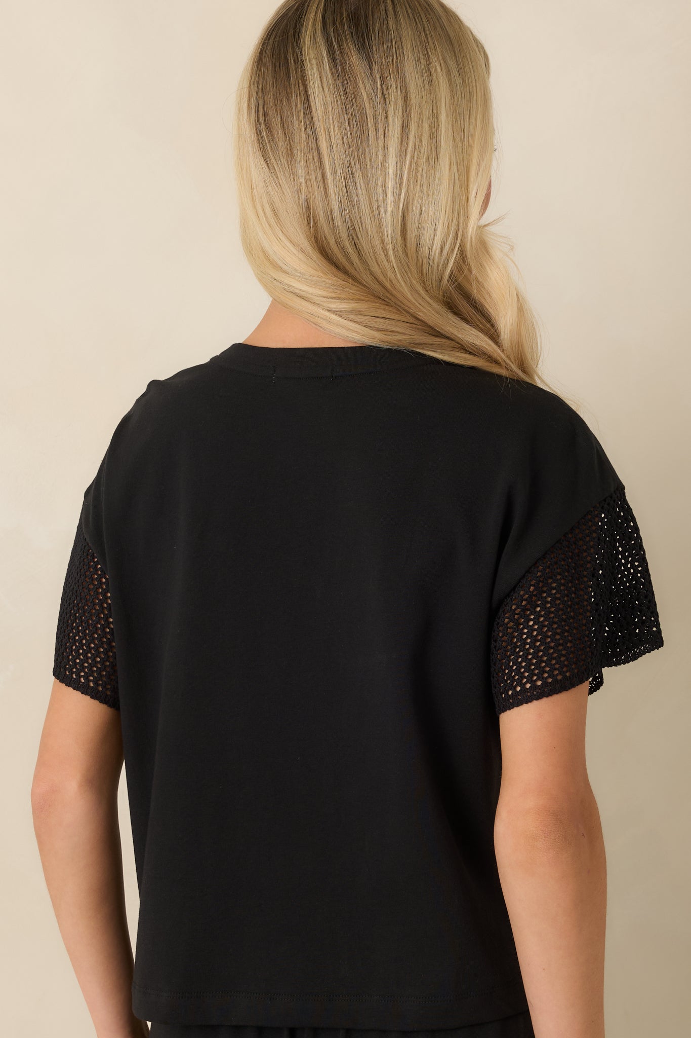 Z Supply Banyan Black Crochet Sleeve Top