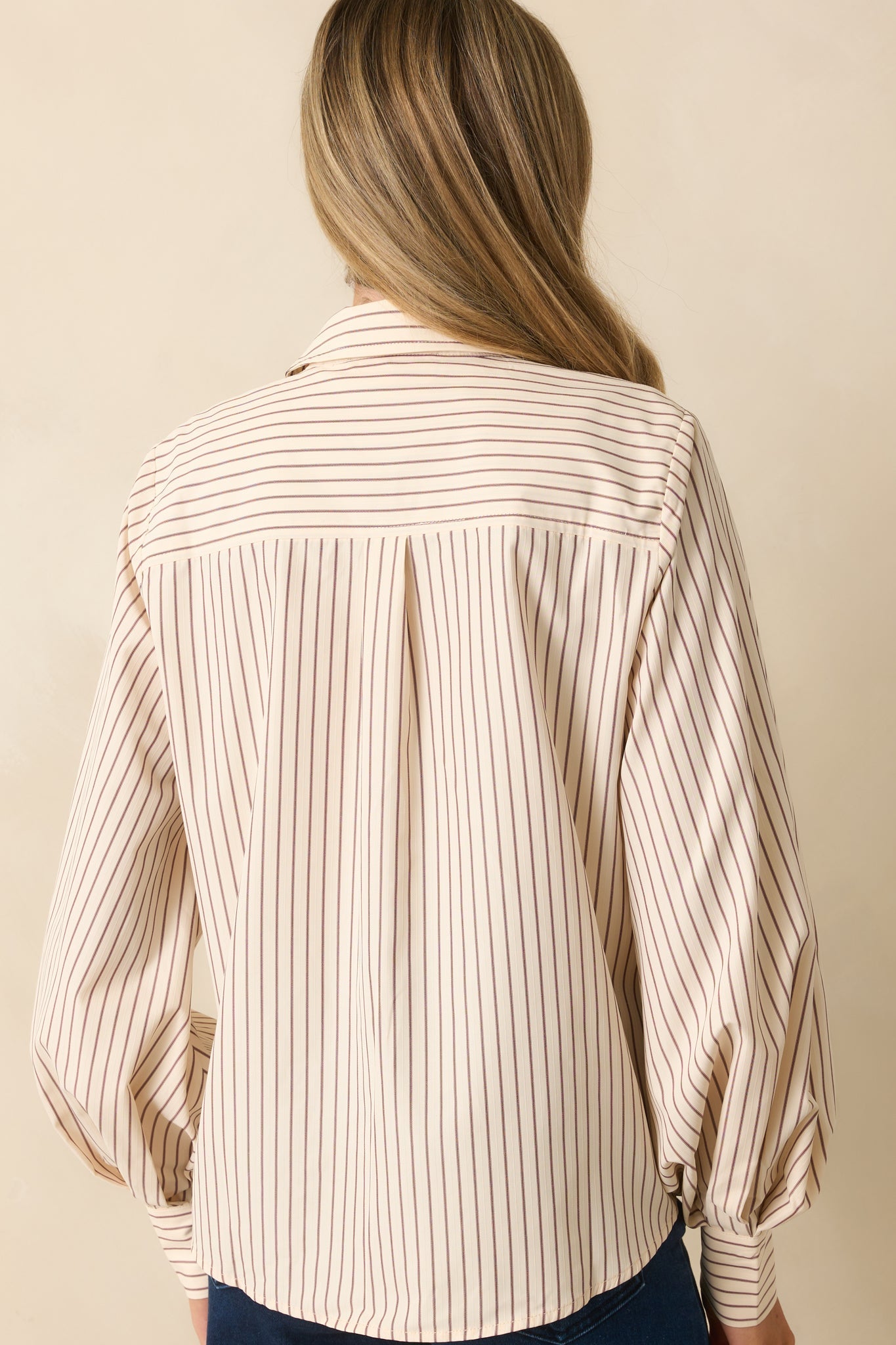 That's The Point Ivory Pinstripe Long Sleeve Button Up Blouse