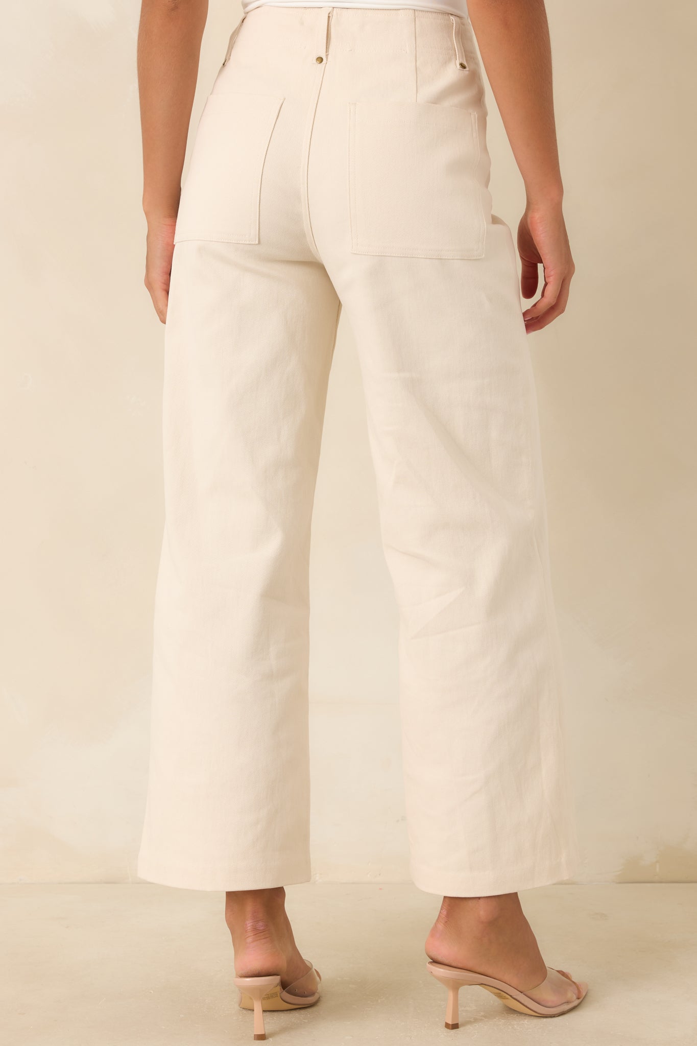 Business & Pleasure Ivory Cotton Wide Leg Cropped Pants