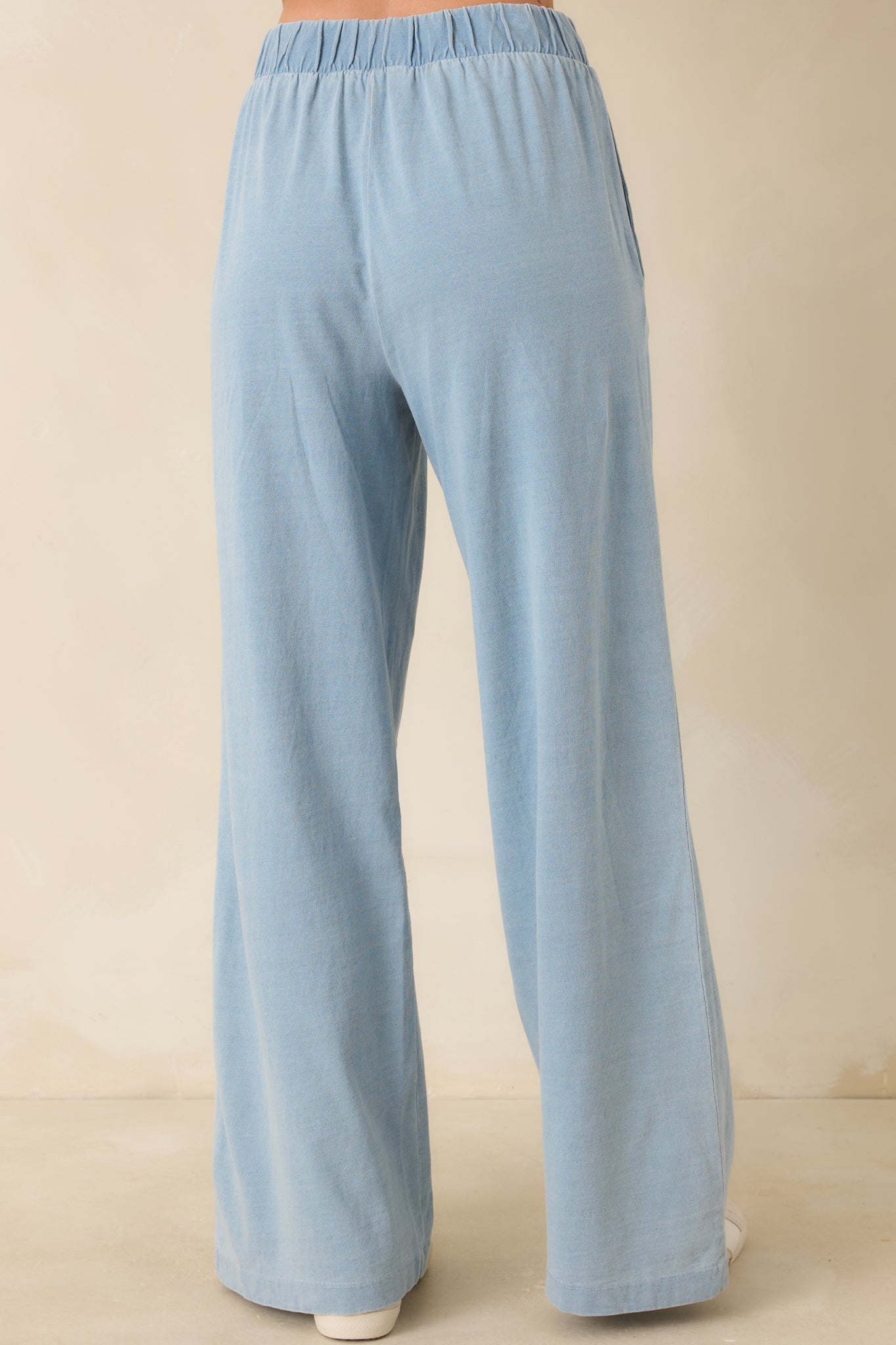 Casual Company Light Denim Blue Cotton Wide Leg Pants