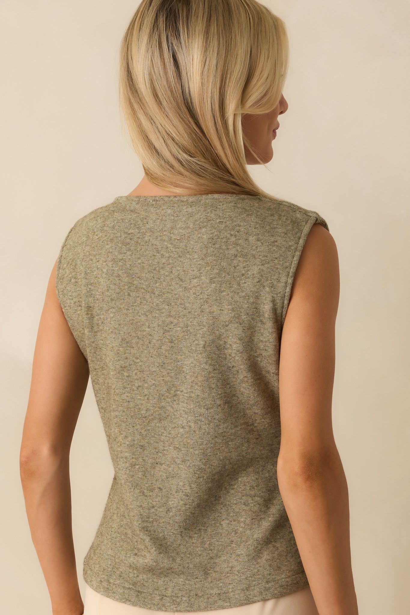 Matter Of Fact Light Olive Green Button Up Knit Sweater Vest