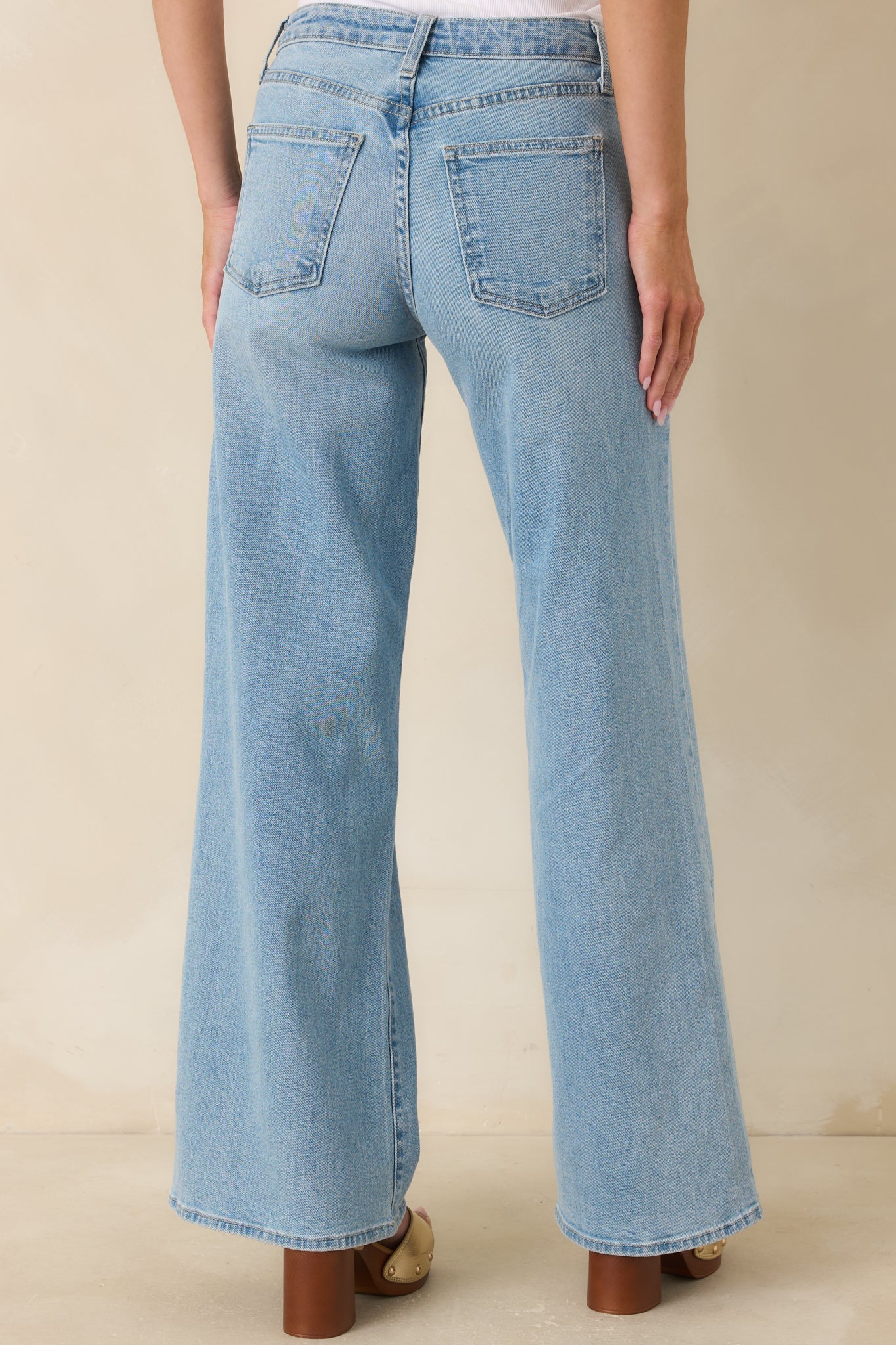 I Have Plans Light Wash Cotton Denim Wide Leg Jeans