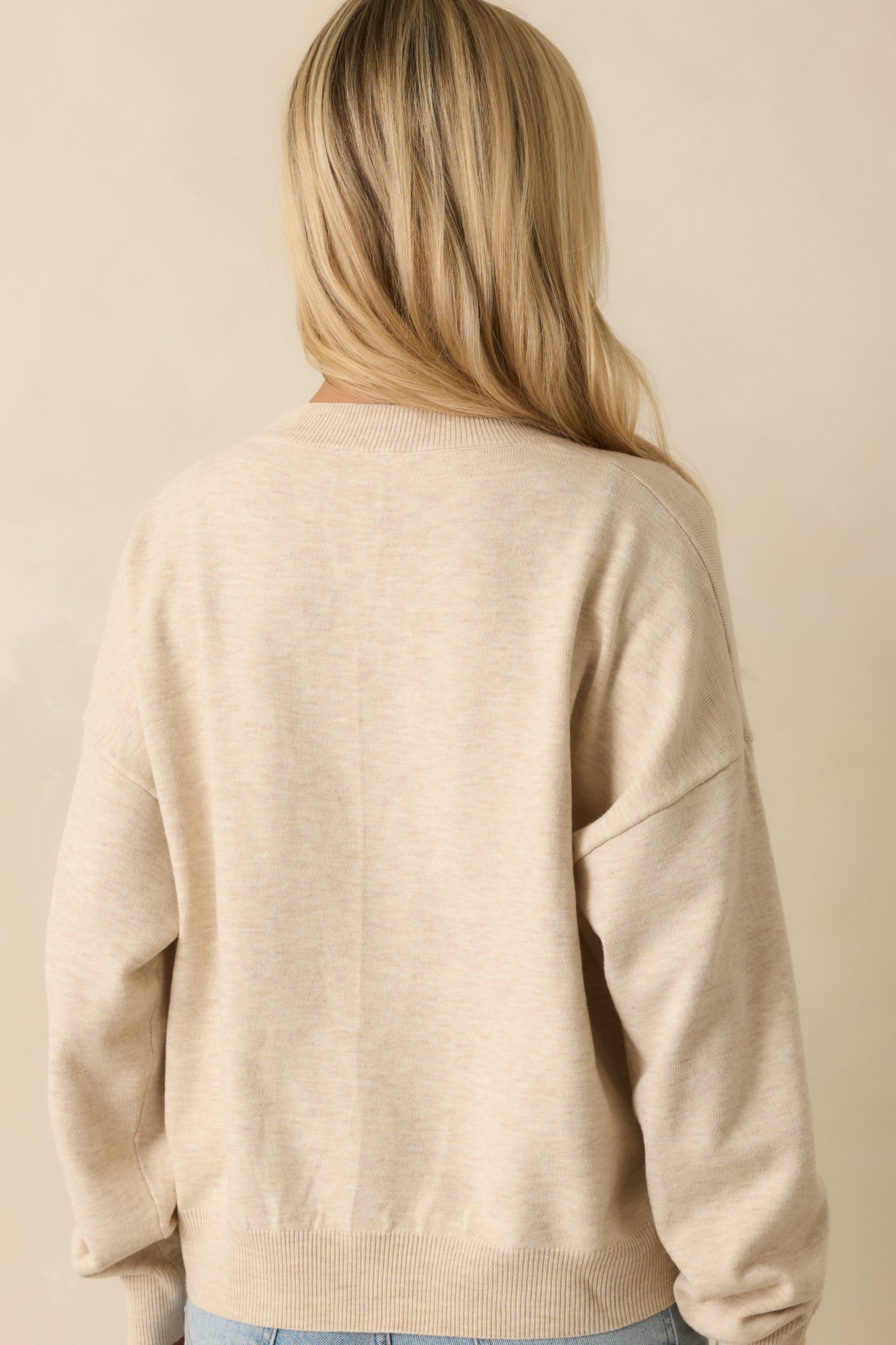Sips After Slopes Heathered Oatmeal Après Ski Crewneck Sweater