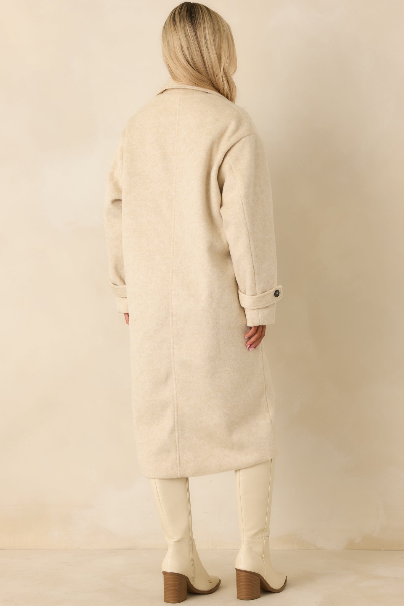 Inclined to Agree Ivory Felted Wool Blend Longline Coat