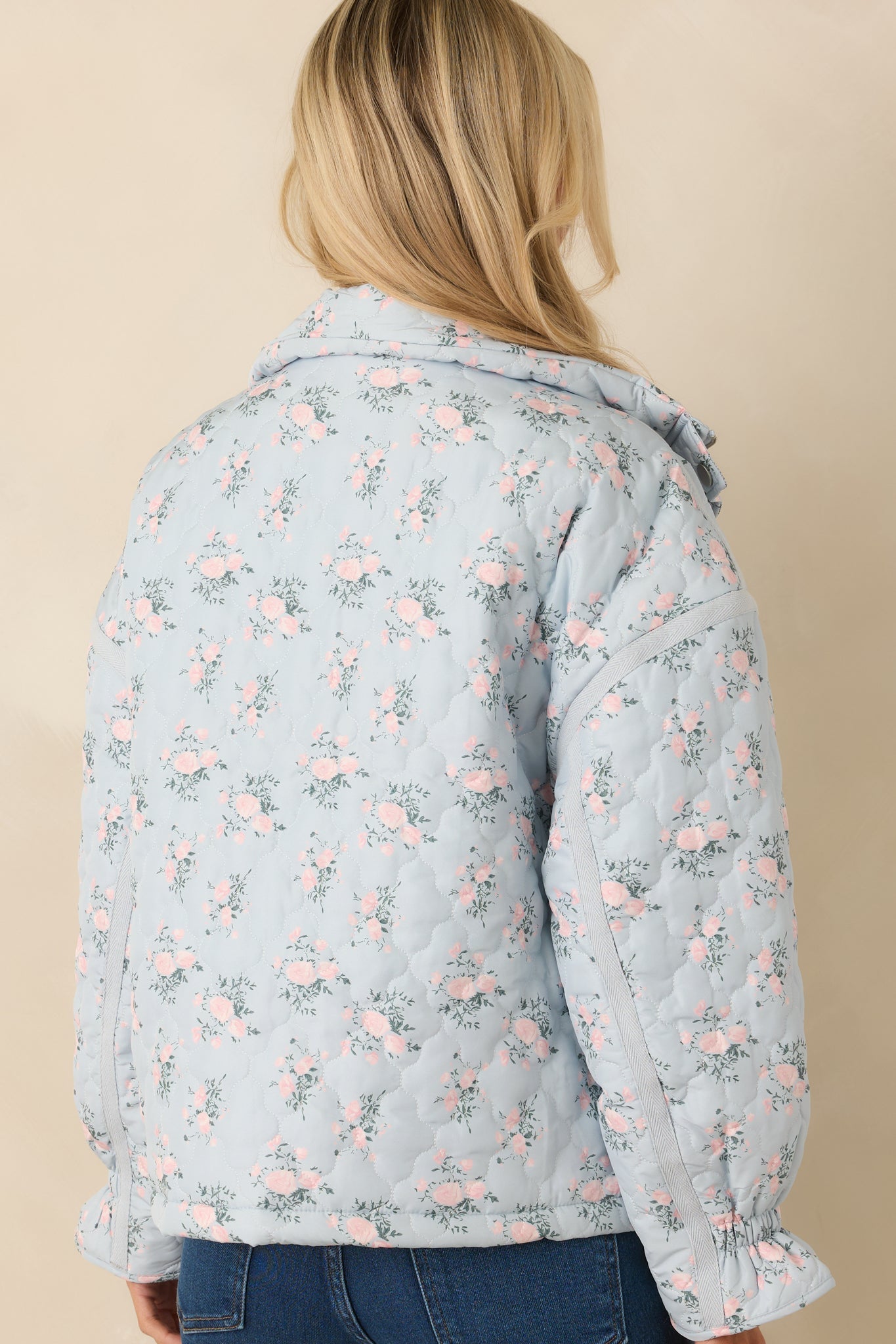 Simply Yours Blue Multi Floral Pattern Quilted Jacket