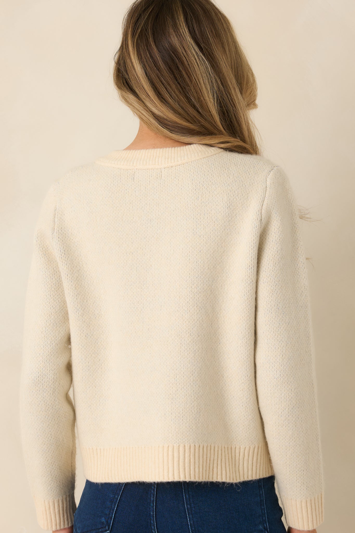 Goes Without Saying Natural Multi Knit Argyle Button Up Cardigan Sweater