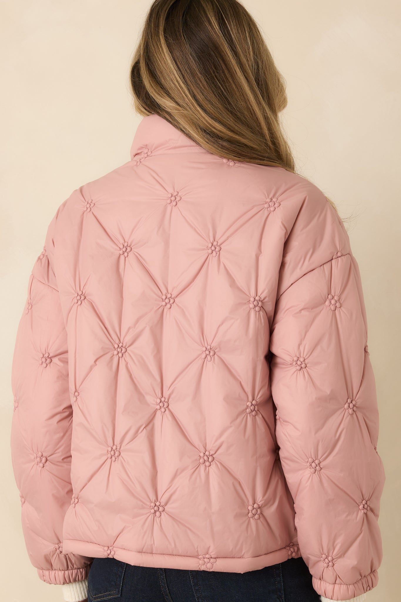 Wrapped Up In You Blush Pink Quilted Puffer Jacket