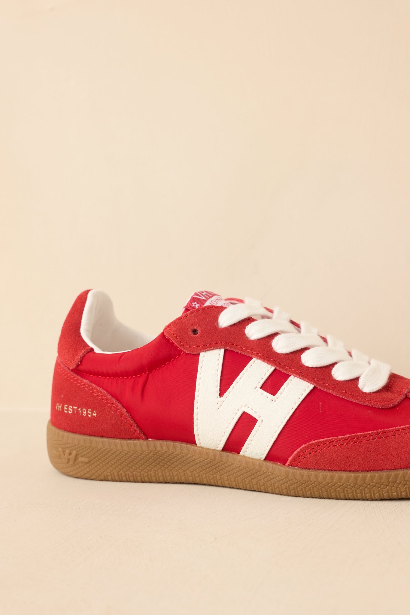 Vintage Havana Nadia Red Suede Lace-Up Sneakers