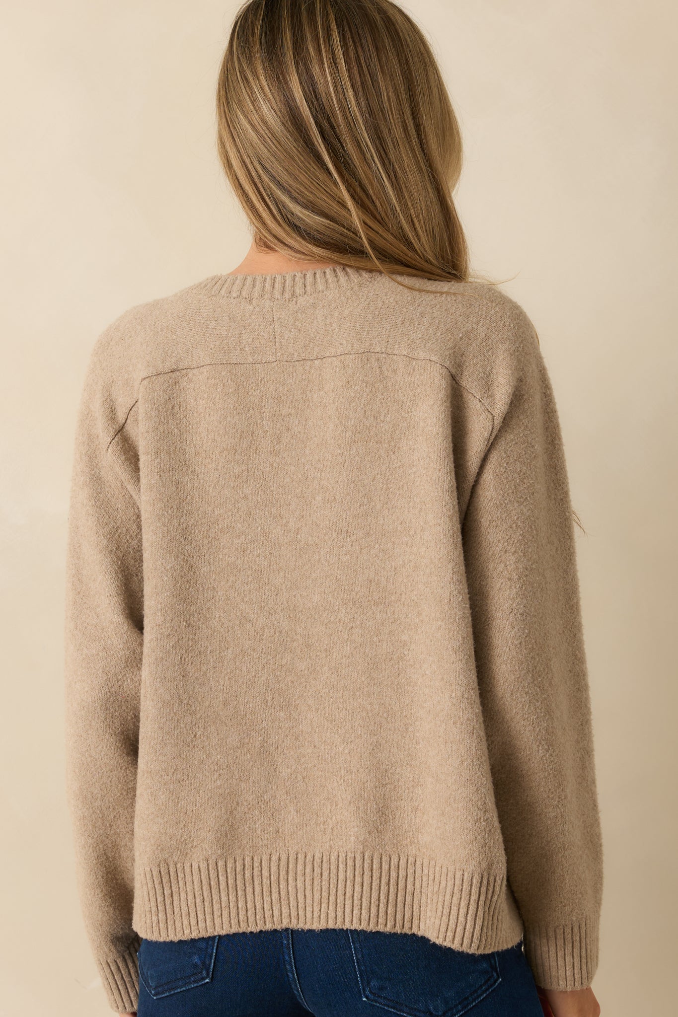 Z Supply Eloise Beige Knit V-Neck Sweater