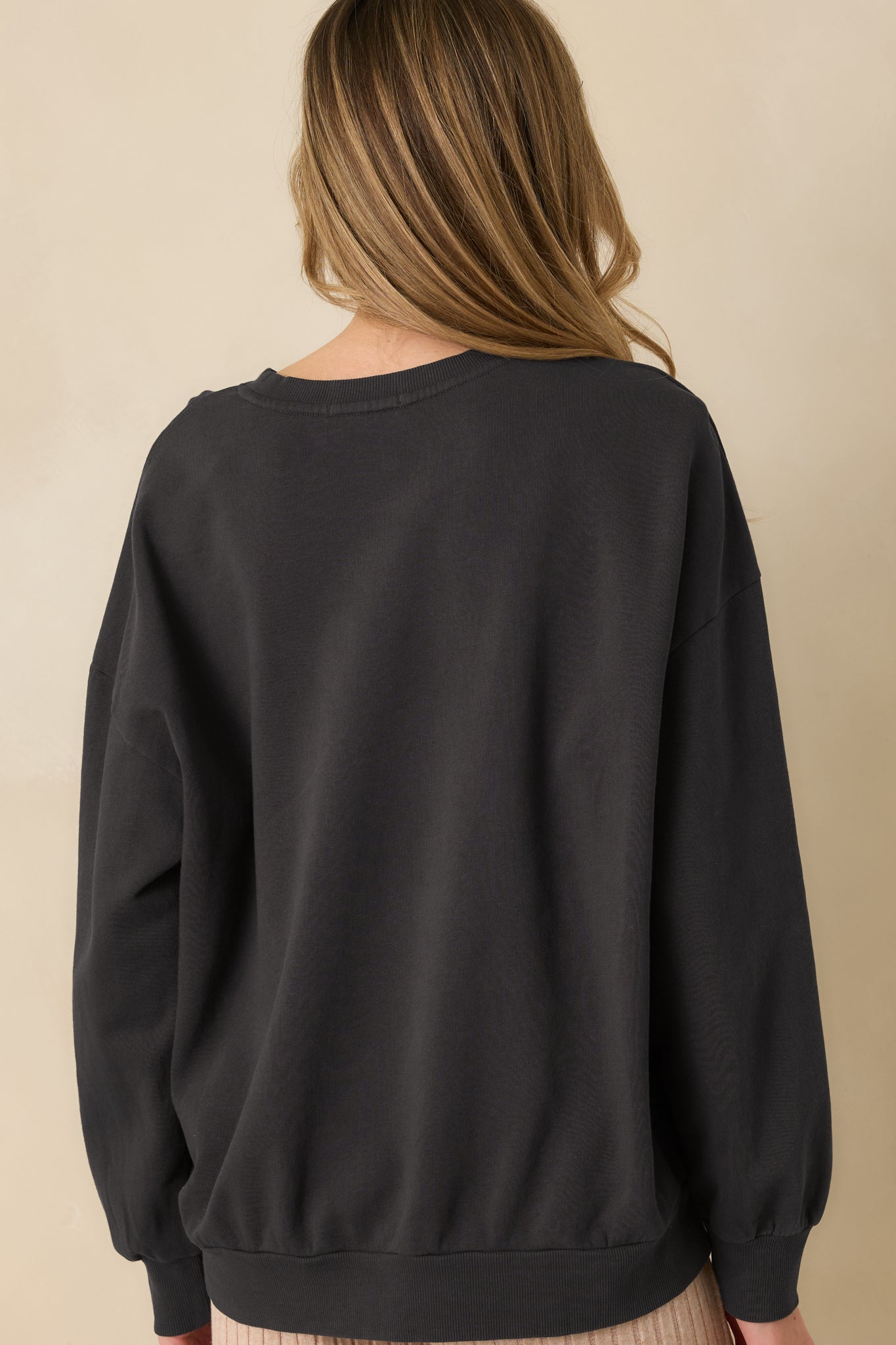 Z Supply Vintage Black Cotton Celebrate Champagne Sweatshirt