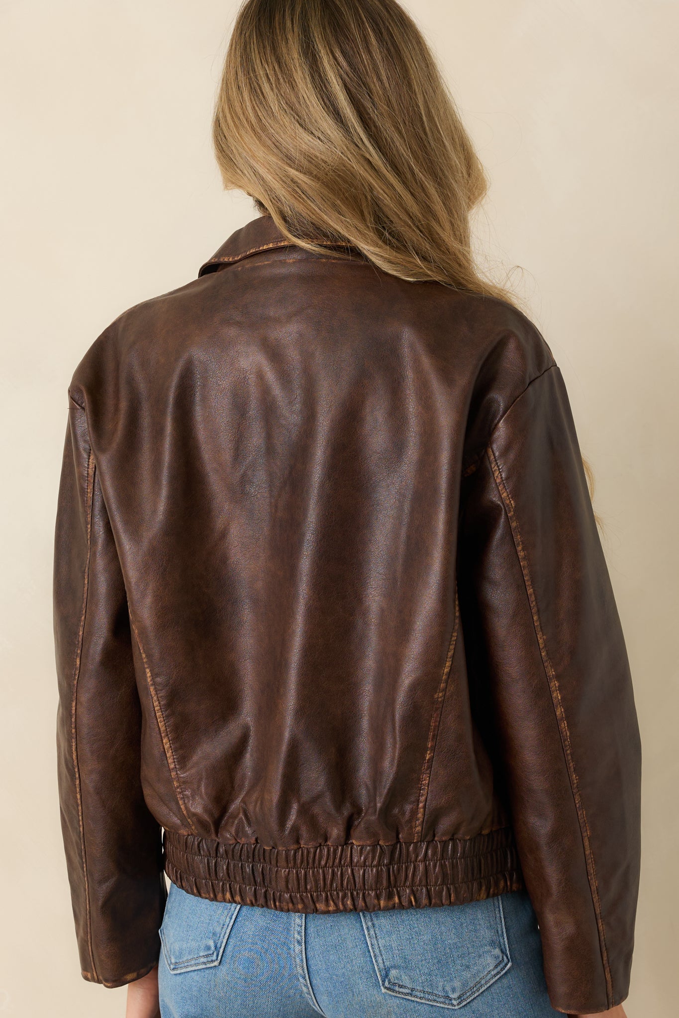 Rugged Reputation Brown Faux Distressed Leather Zip-Up Jacket
