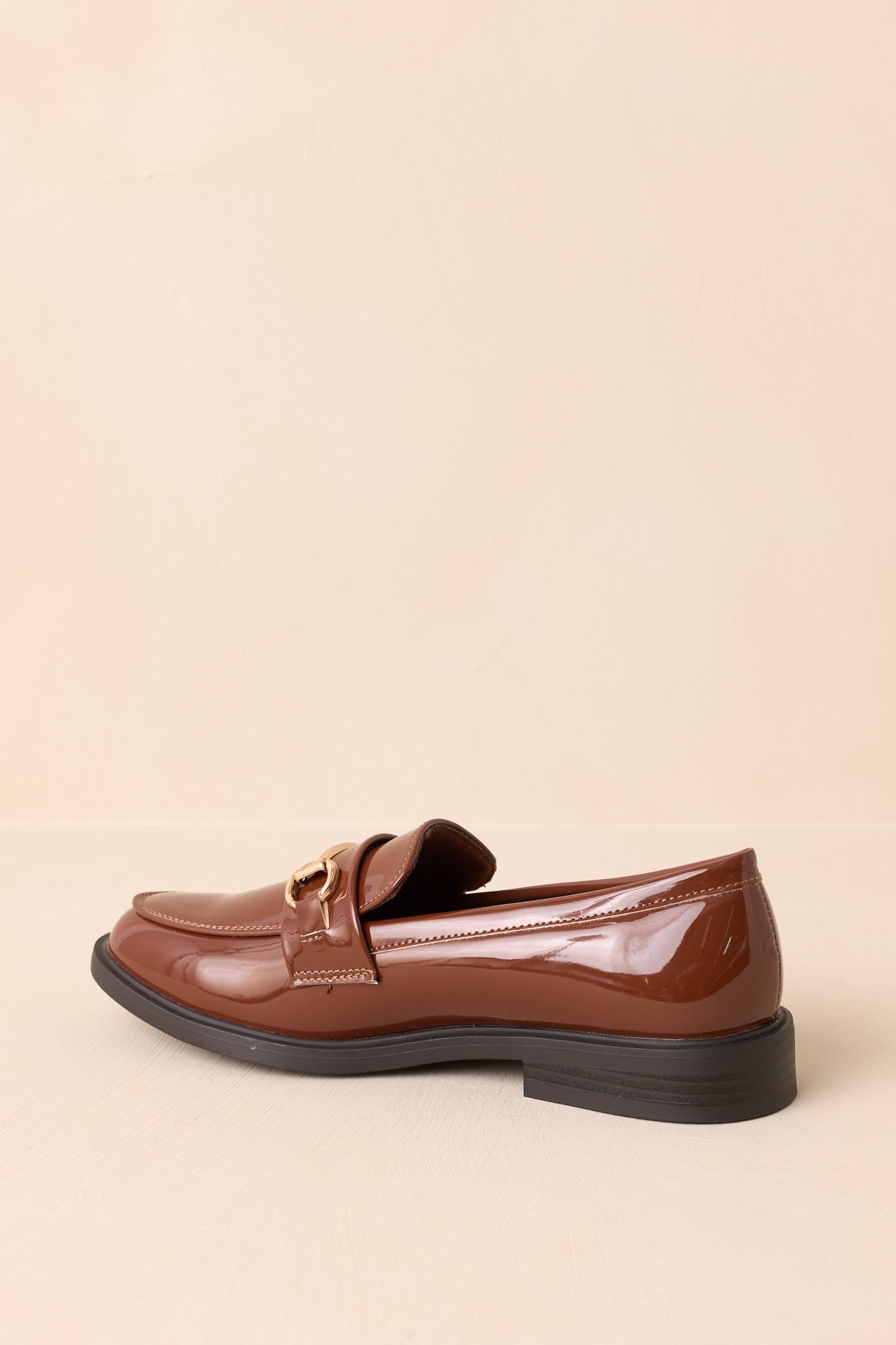 It All Made Sense Brown Patent Faux Leather Loafers