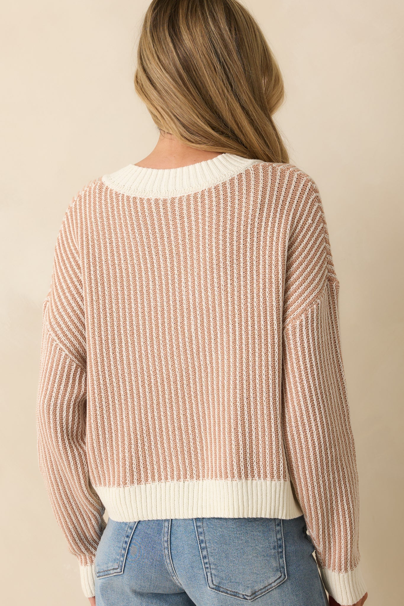 MINKPINK Camel Brown Elsie Knit V-Neck Sweater