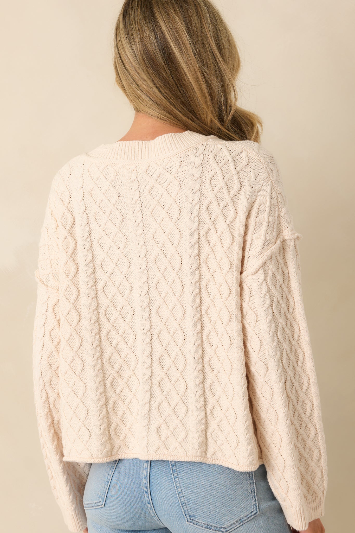 For Old Time's Sake Ivory Cable Knit Button Up Cardigan