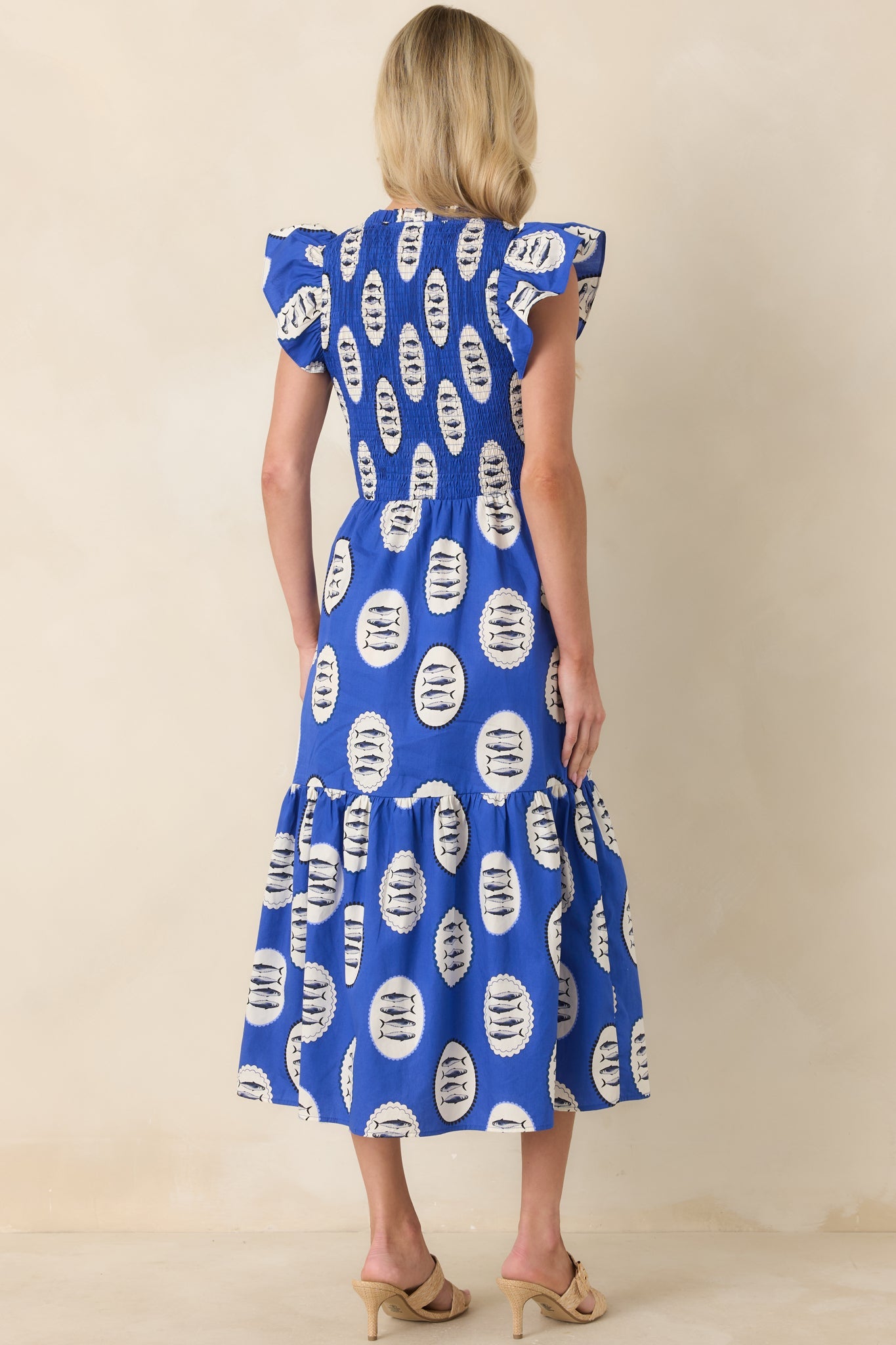 Catch of the Day Royal Blue Multi Cotton Tiered Maxi Dress
