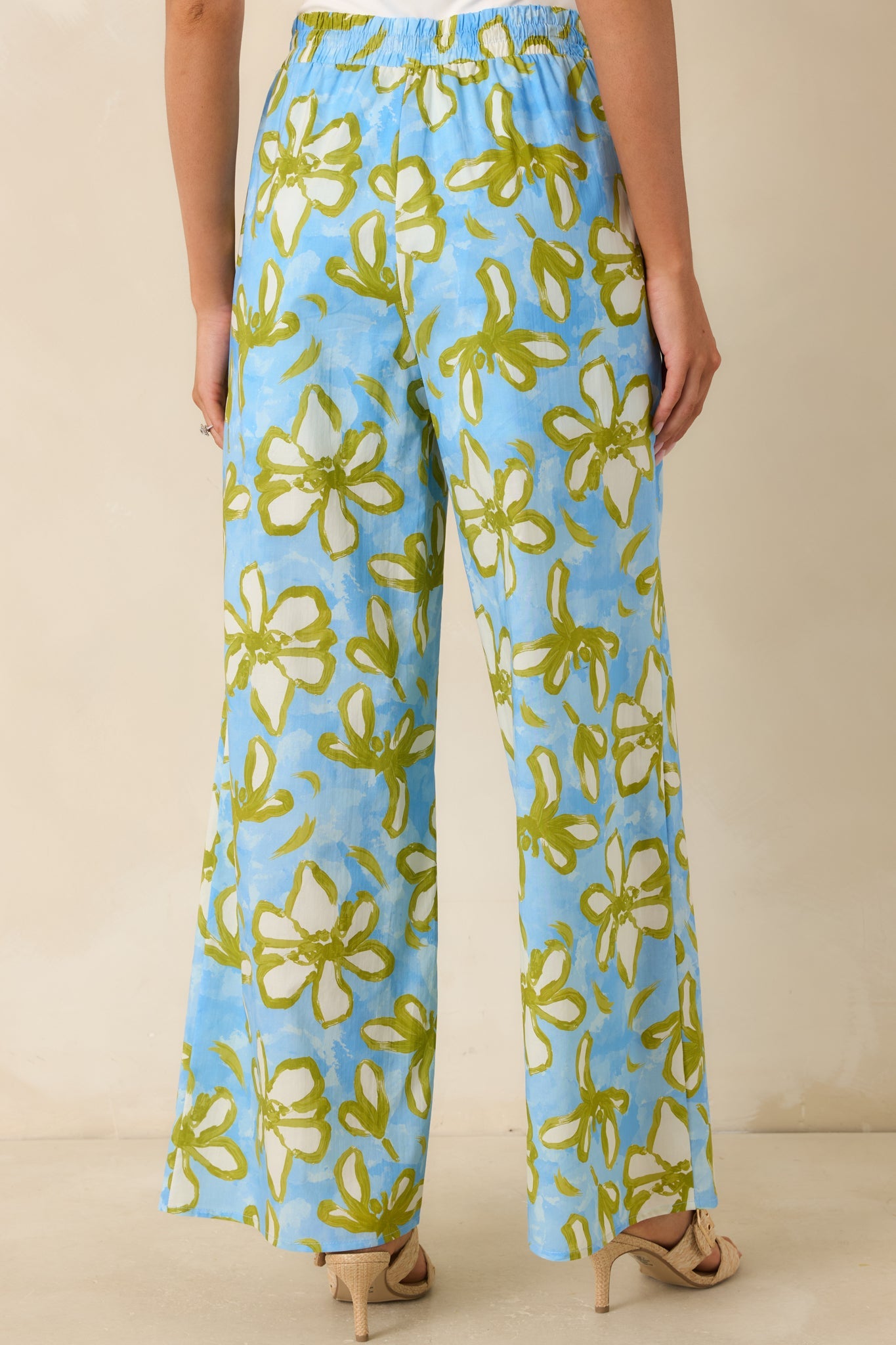 Flower Power Move Blue Floral Cotton Wide Leg Pants