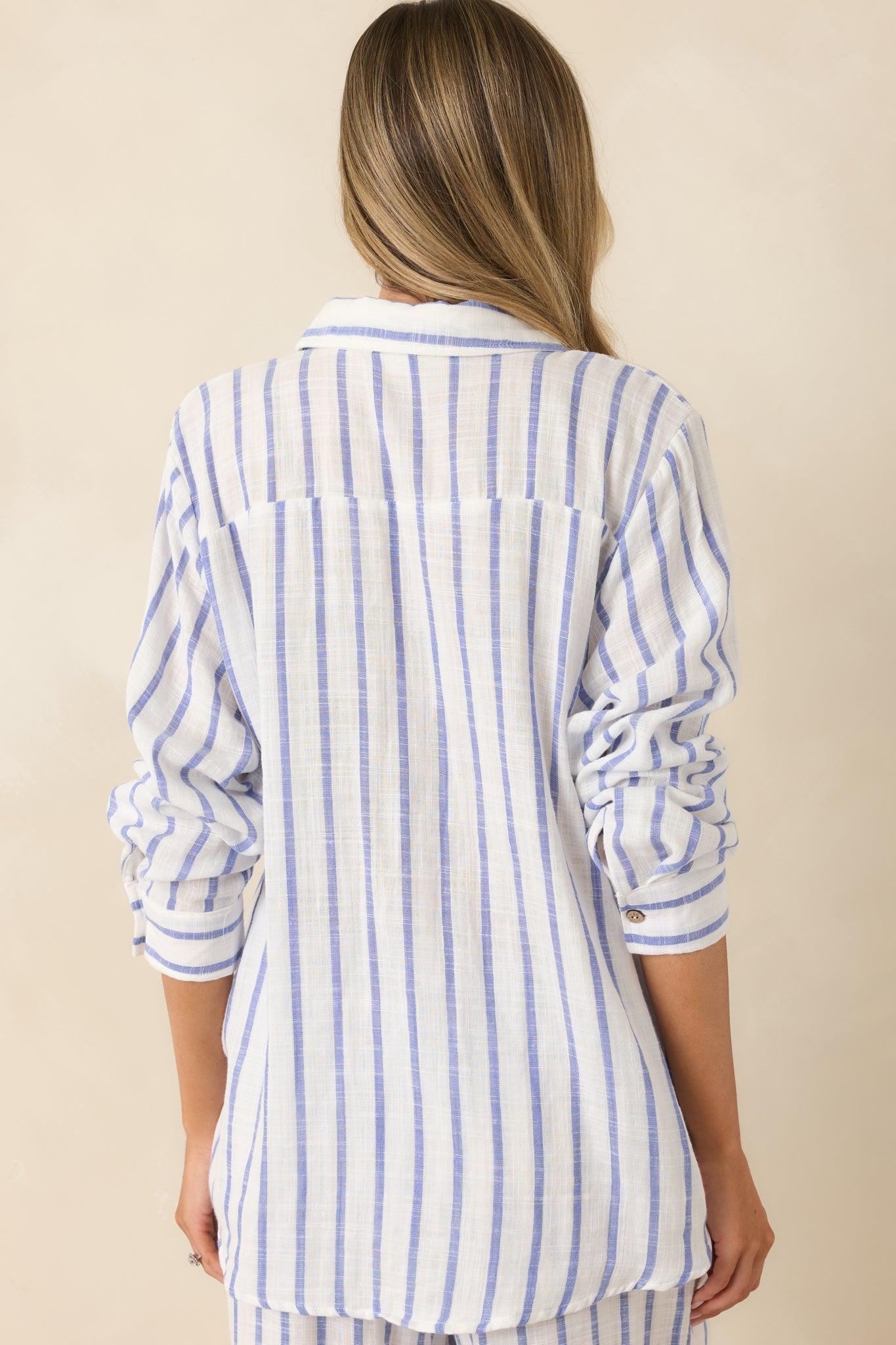 Salt Air & Sunshine Blue Stripe Gauzy Cotton Button-Up Shirt