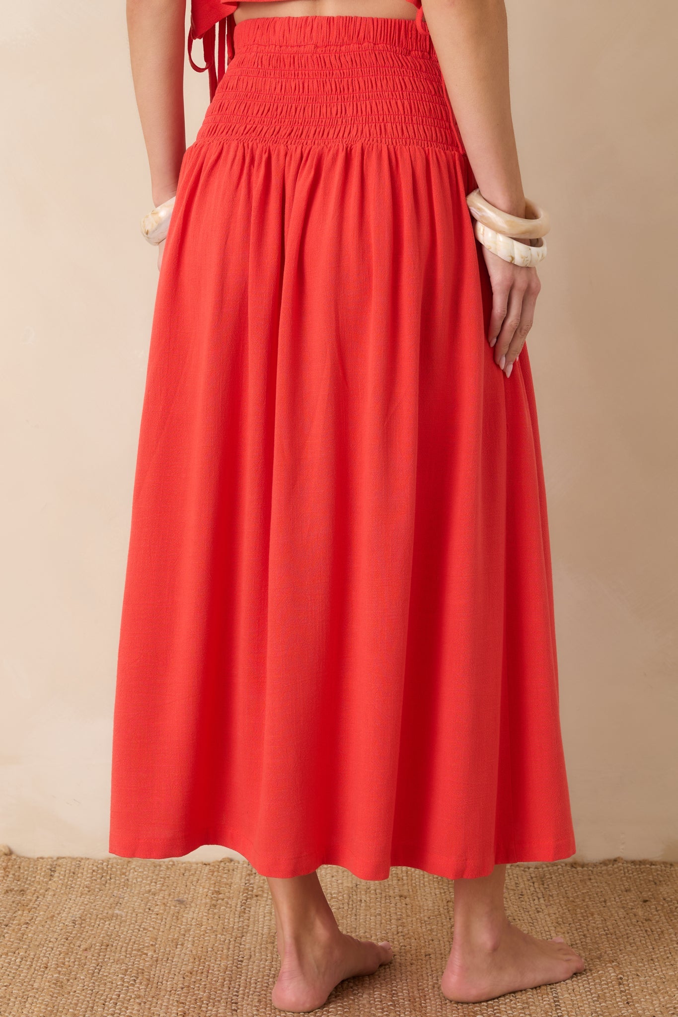 Paradisa Siesta Key Sangria Red Linen Blend Maxi Skirt