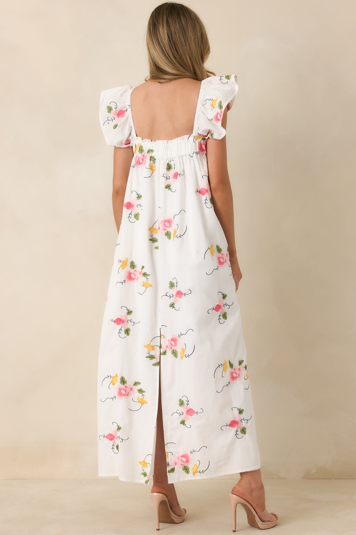 Sweet Briar Blossom White Multi Floral Embroidered Maxi Dress