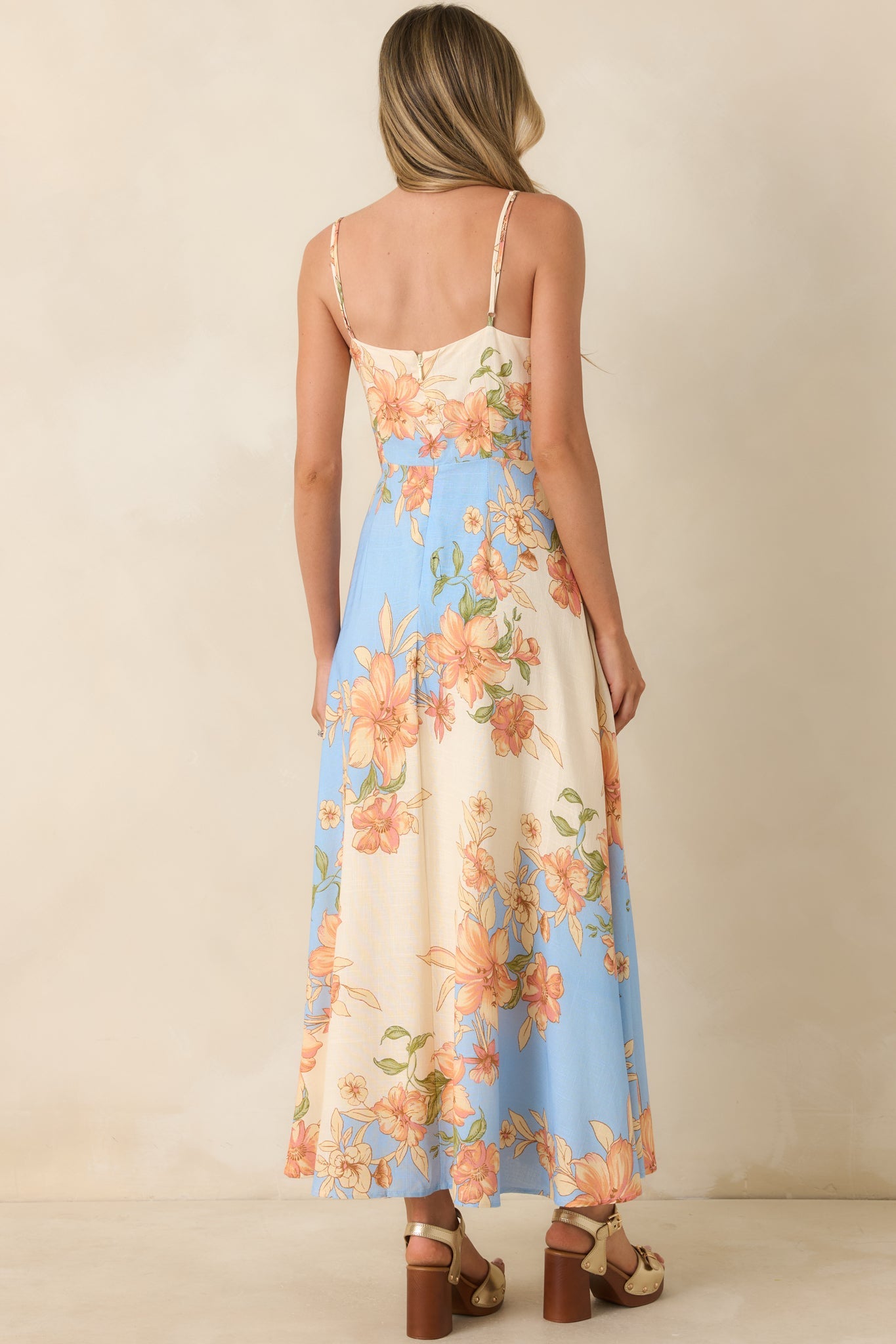 What a Lovely Thought Light Blue & Ivory Floral Maxi Dress