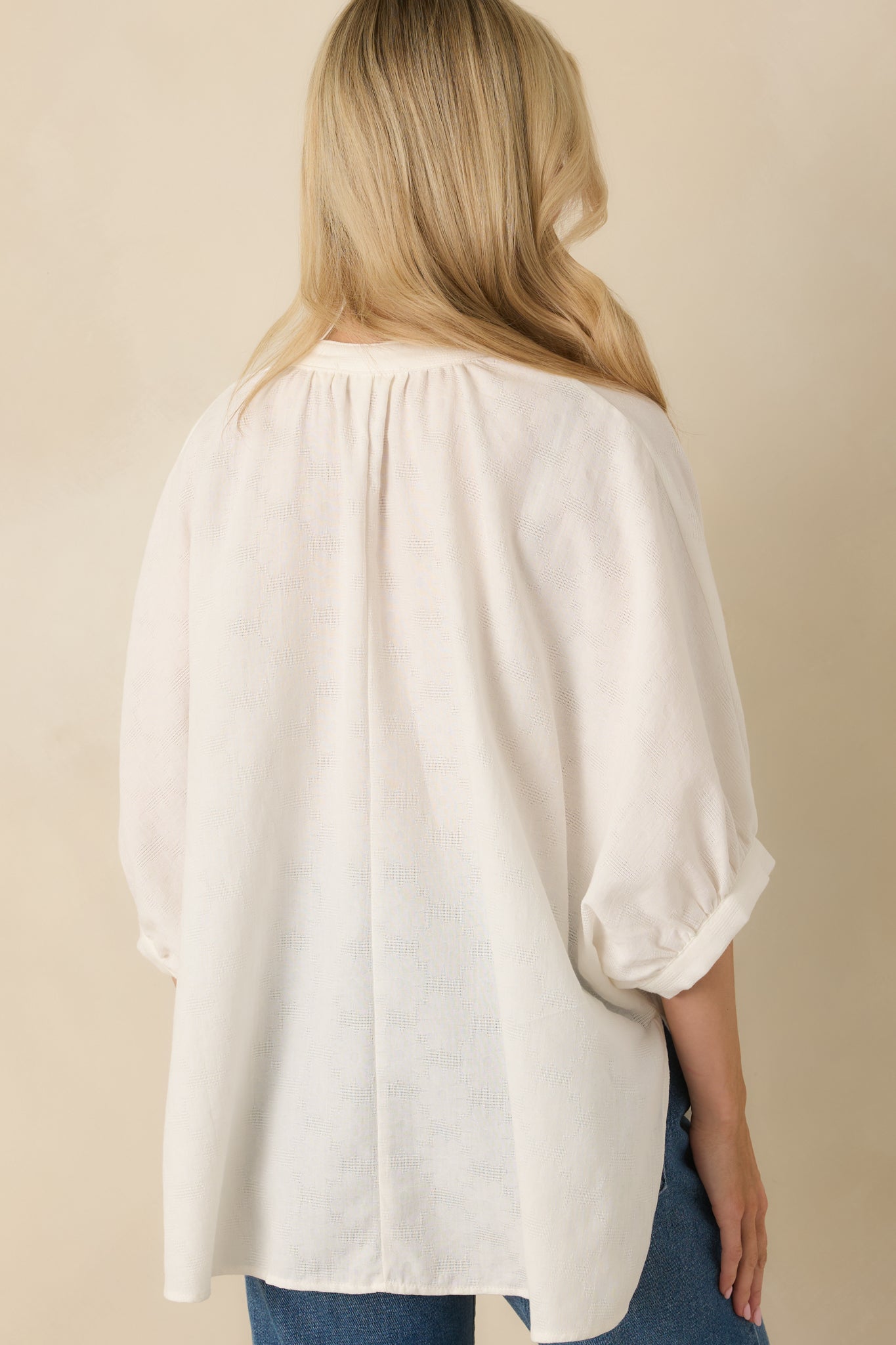Under Open Skies White Cotton Long Flowy Blouse