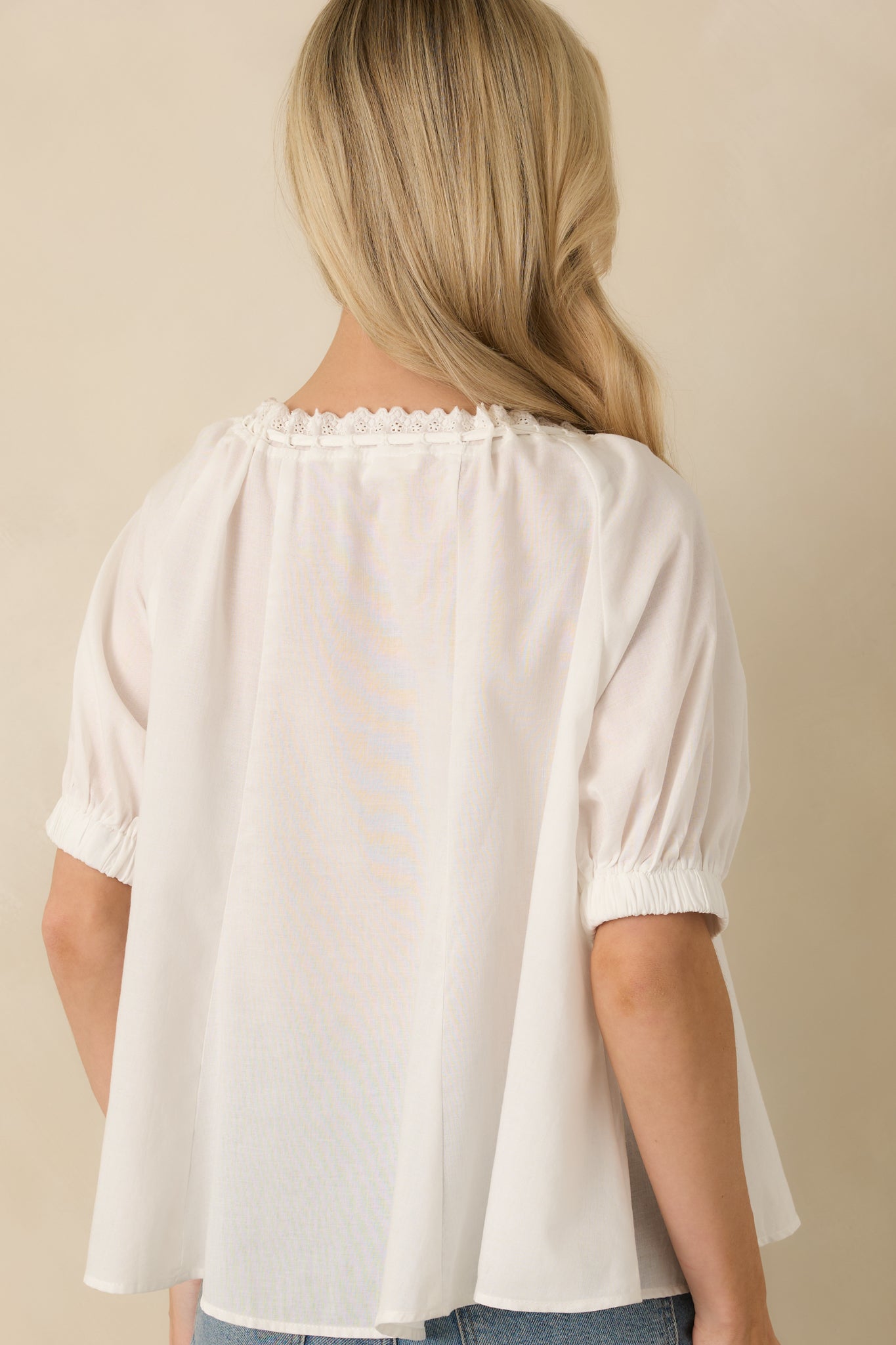 Chasing Sunshine White Puff Sleeve Flowy Blouse