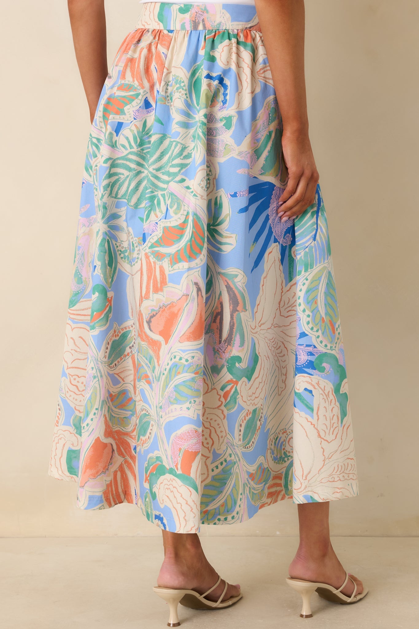 Summer Sketchbook Blue Multi Floral Button-Front Maxi Skirt