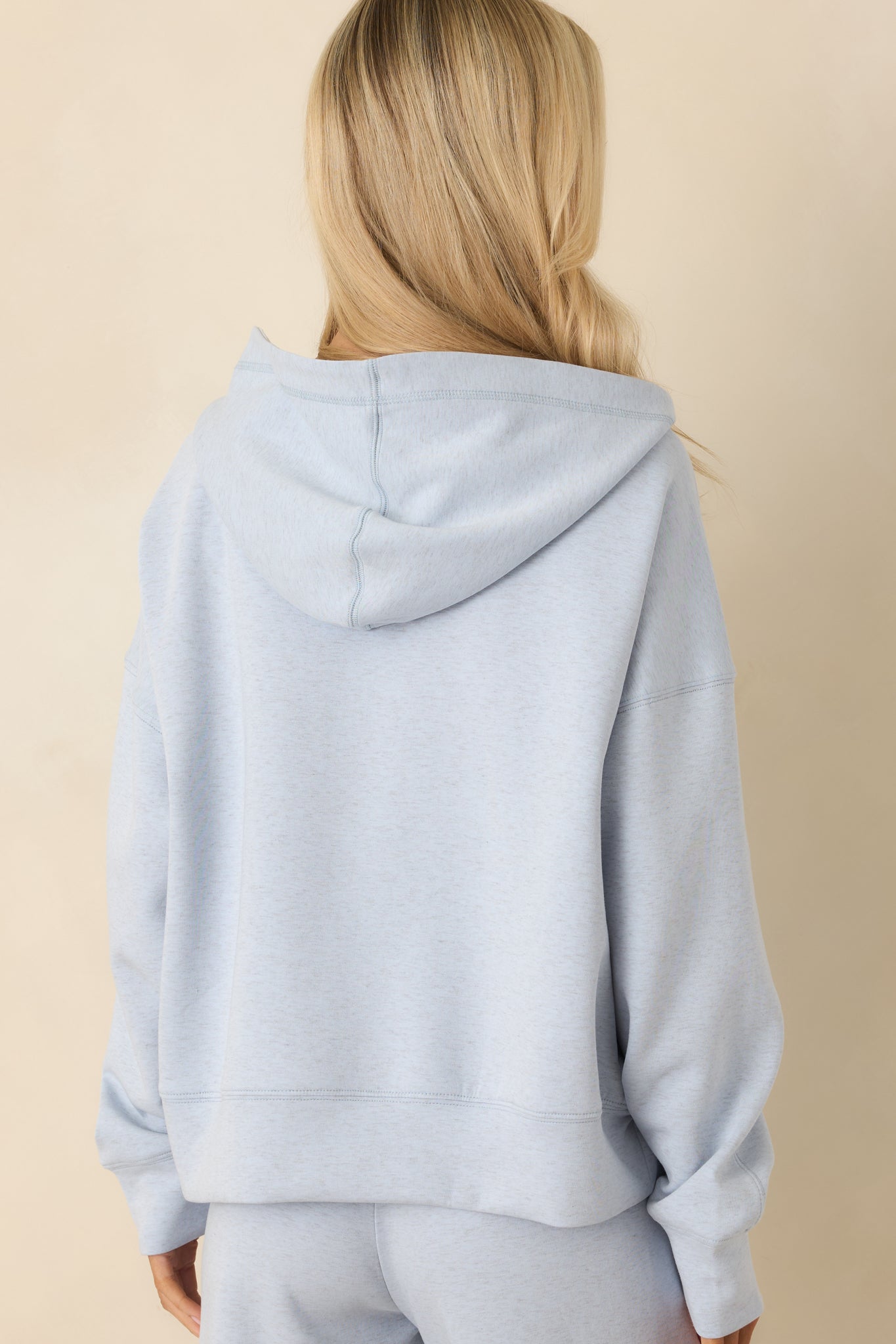 Track Record Light Heather Blue Partial Zip Hoodie Sweatshirt