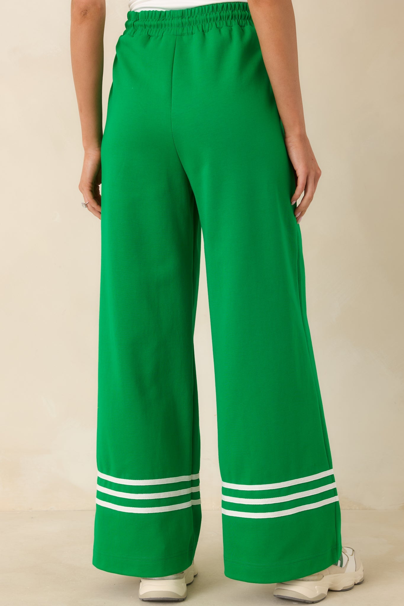 Line & Leisure Green Cotton Blend Contrast Stripe Drawstring Pants