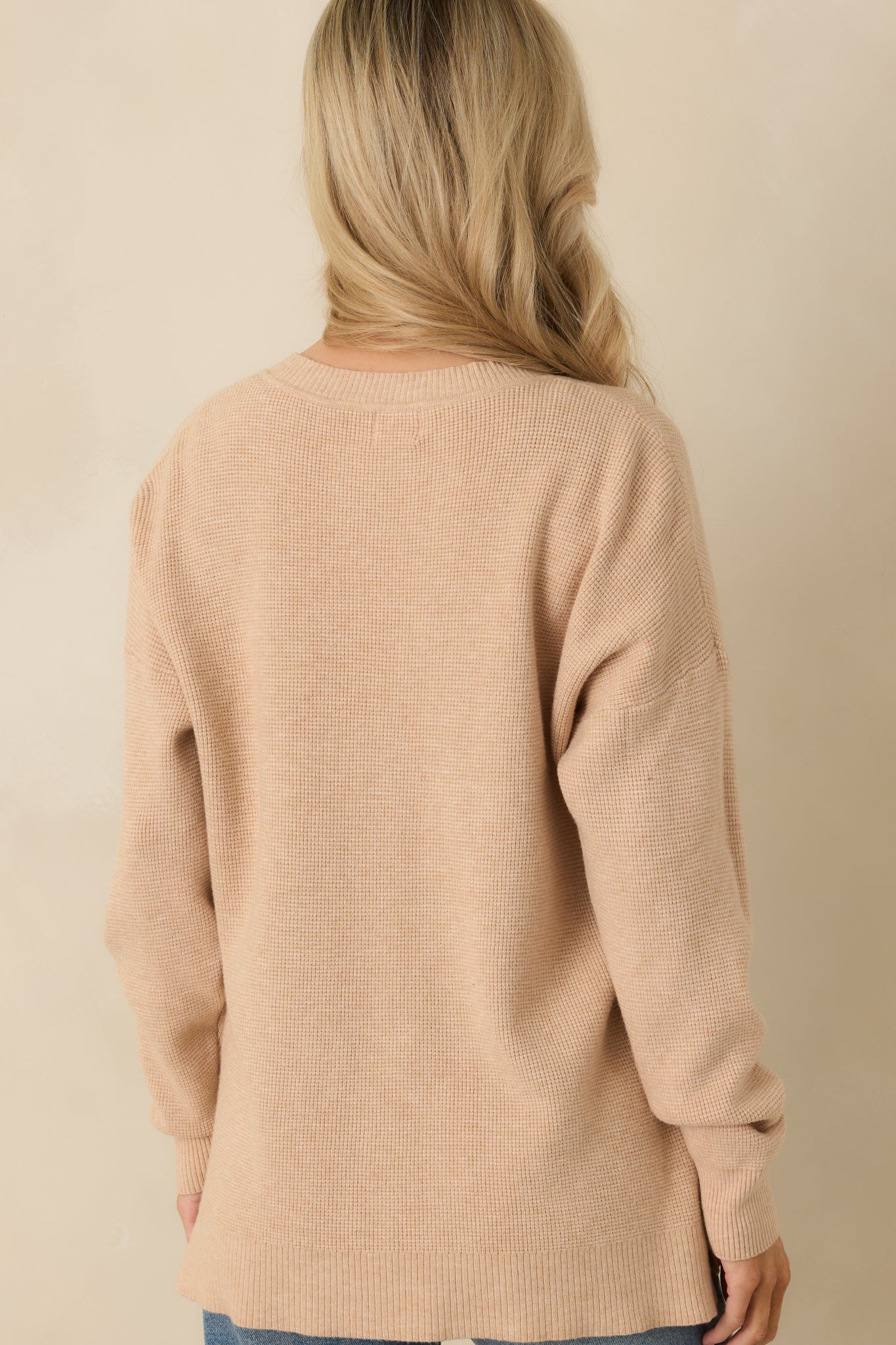 Cozy Afternoon Light Taupe V-Neck Sweater